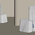 Modern White Dining Chairs with Red and Blue Straps and Tassels in Minimalist Interior Setting