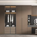 Modern Wardrobe With Glass Doors Hanging Clothes Drawers Storage Boxes And Dressing Table Mirror