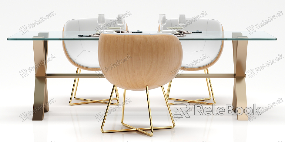 Modern Dining Table and Chair Combination Glass Dining Table and Chair Decoration Combination model