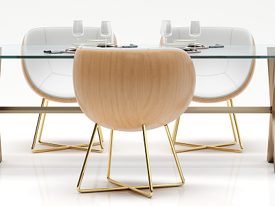 Modern Dining Table and Chair Combination Glass Dining Table and Chair Decoration Combination model