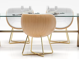 Modern Dining Table and Chair Combination Glass Dining Table and Chair Decoration Combination 3d model