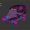 Blue Toy Off Road Vehicle With Black Roof And Yellow Headlights