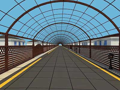 Modern Corridor Rural Market Crossing Street 3d model Modern Corridor Rural Market Crossing Street 3d model
