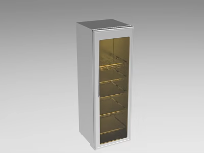 Modern Glass Door Cabinet With Silver Frame And Internal Shelves Design 3d model