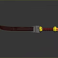 Detailed Fantasy Sword With Red Blade Silver Hilt Red Handle And Yellow Pommel