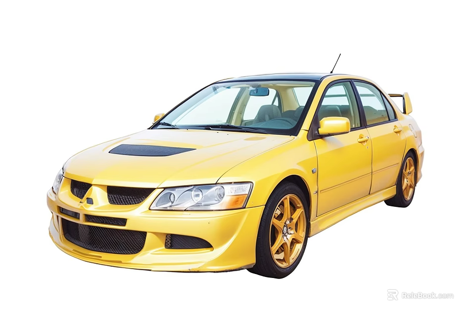 Yellow Sporty Car Exterior With Aerodynamic Body Spoiler And Alloy Wheels 3d model 