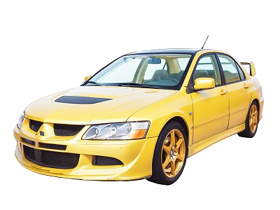 Yellow Sporty Car Exterior With Aerodynamic Body Spoiler And Alloy Wheels 3d model