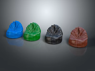 Stylish Bean Bag Chairs in Blue Green Black and Brown for Modern Living Room Decor 3d model