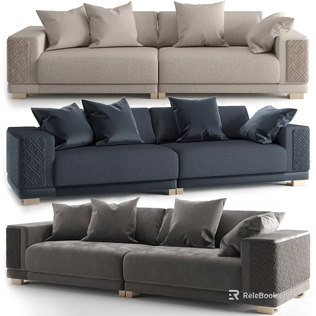 Modern Two Seater Sofa In Different Colors With Soft Decorative Cushions 3d model