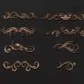 Ornate Decorative Carvings Featuring Intricate Scroll Curves and Floral Patterns 3d model