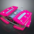 Pink Symmetrical Mechanical Device Featuring Silver Central Structure And Reflective Base