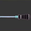 Blue Shaft Gray Handle Screwdriver as Essential Household Tool with Reflective Surface