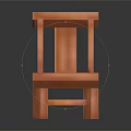 Low Poly Wooden Lounge Chair With Orange Color And Simple Structure For Relaxation