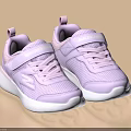 Light Purple Kids Sneakers With Velcro Straps Laces Mesh Upper And White Sole