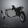 Vintage Motorcycle with Silver Sidecar Black Body Headlight and Classic Seat Design