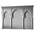 Three Traditional Ornate Arches With Intricate Patterns And Gold Accents