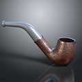 Classic Wooden Smoking Pipe With Silver Mouthpiece And Brown Textured Design