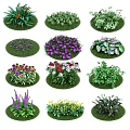 Modern Shrub Combination of Flowers and Shrubs 3d model
