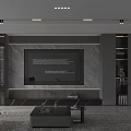 Modern Living Room TV Wall Design With Marble Panel LED Lighting And Display Shelves