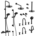 Black Bathroom Shower Head Set With Handheld Sprayer And Faucet Components 3d model