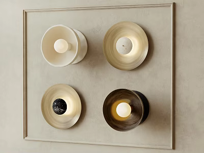 Modern Decorative Wall Lights with Four Different Designs in Square Frame 3d model