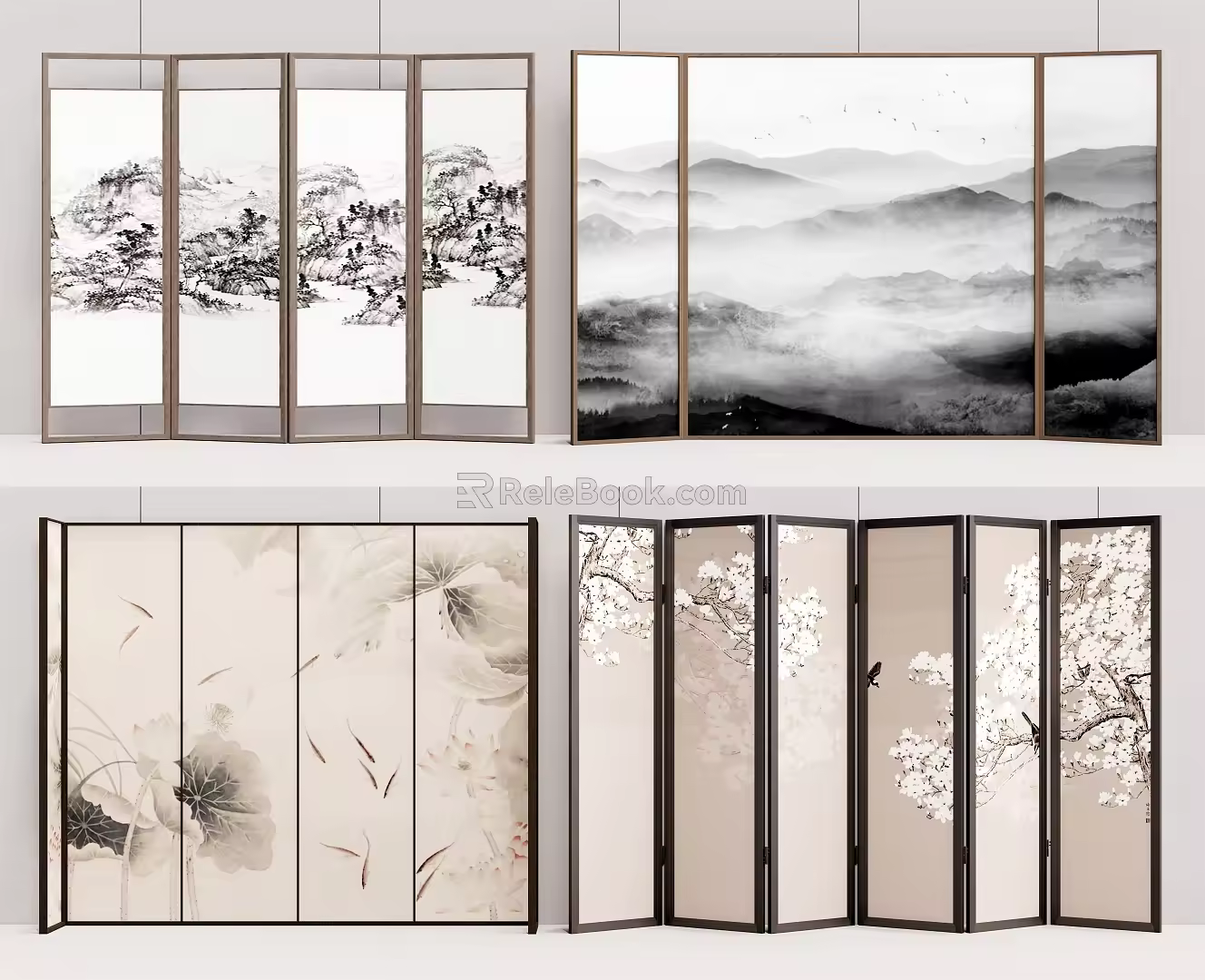 New Chinese Screen Folding Screen Partition 3d model