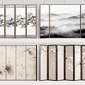 New Chinese Screen Folding Screen Partition 3d model