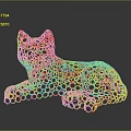 Colorful Cat Sculpture Composed of Small Circles Lying Down with Various Colors