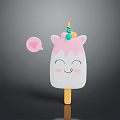 Cute Unicorn Popsicle With Pink Top Smiling Face And Heart Speech Bubble