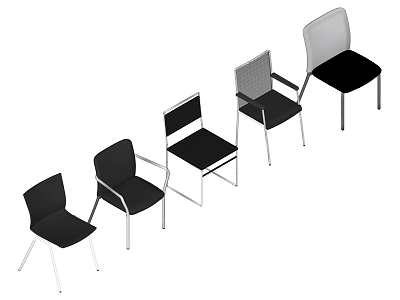 Modern Office Chairs Various Styles Black Gray Mesh Leather With Metal Frames 3d model