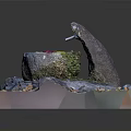 Decorative Miniature Rock Fountain Model With Colorful Decorations And Transparent Base