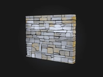 Natural Stone Building Exterior Wall With Irregular Blocks And Textured Surface 3d model