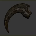 Rusted Curved Metal Claw Displayed On Dark Background With Textured Surface
