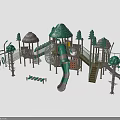 Outdoor Playground Equipment With Slides Climbing Structures And Tree Shaped Elements 3d model