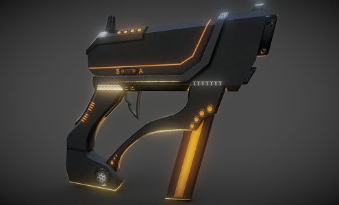 science fiction pistol 3d model