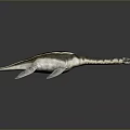 Realistic Marine Reptile Model With Long Beak Flipper Limbs And Gray White Green Stripes