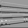 Various Curtain Rod Designs In Black And White With Decorative Ends And Hooks