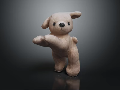 Dark Colored Furniture With Light Brown Plush Toy Dog Decoration 3d model