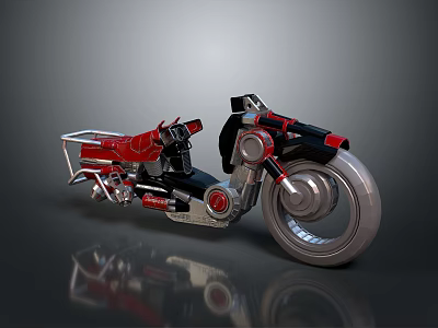 Space and Aerospace Themed Futuristic Motorcycle with Red Black Silver Sci Fi Style 3d model