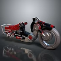 Space and Aerospace Themed Futuristic Motorcycle with Red Black Silver Sci Fi Style