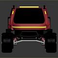 Futuristic Red Off Road Concept Car With Yellow Accent Lights And Large Wheels