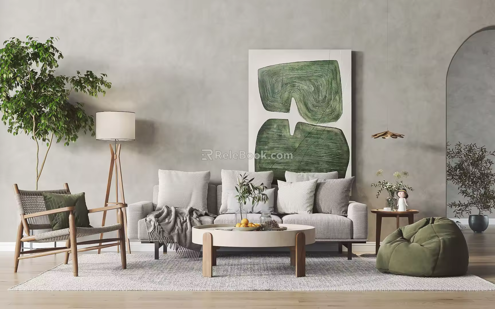 Nordic Sofa Coffee Table Combination 3d model