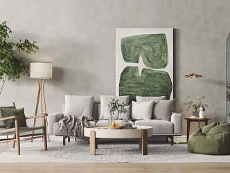 Nordic Sofa Coffee Table Combination 3d model