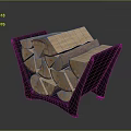 Stacked Split Wooden Logs In Black Metal Wood Rack For Firewood Storage