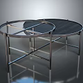 Modern Round Coffee Tables With Metal Frame And Dark Tabletop Design 3d model