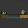 Scenic Natural Landscape With Lush Green Grass Trees And Bridge Over Water Channel