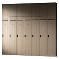 Light Wood Color Numbered Wardrobes With Rectangular Panels And Locks Neatly Arranged 3d model