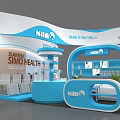 Xiamen SIHO Health Exhibition Booth With Blue White Design And Display Area