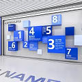 Auto Parts Exhibition Hall Featuring Numbered Blue White Blocks And Brand Name