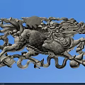 Intricate Silver Carved Kylin Design With Cloud Patterns And Ornamental Details